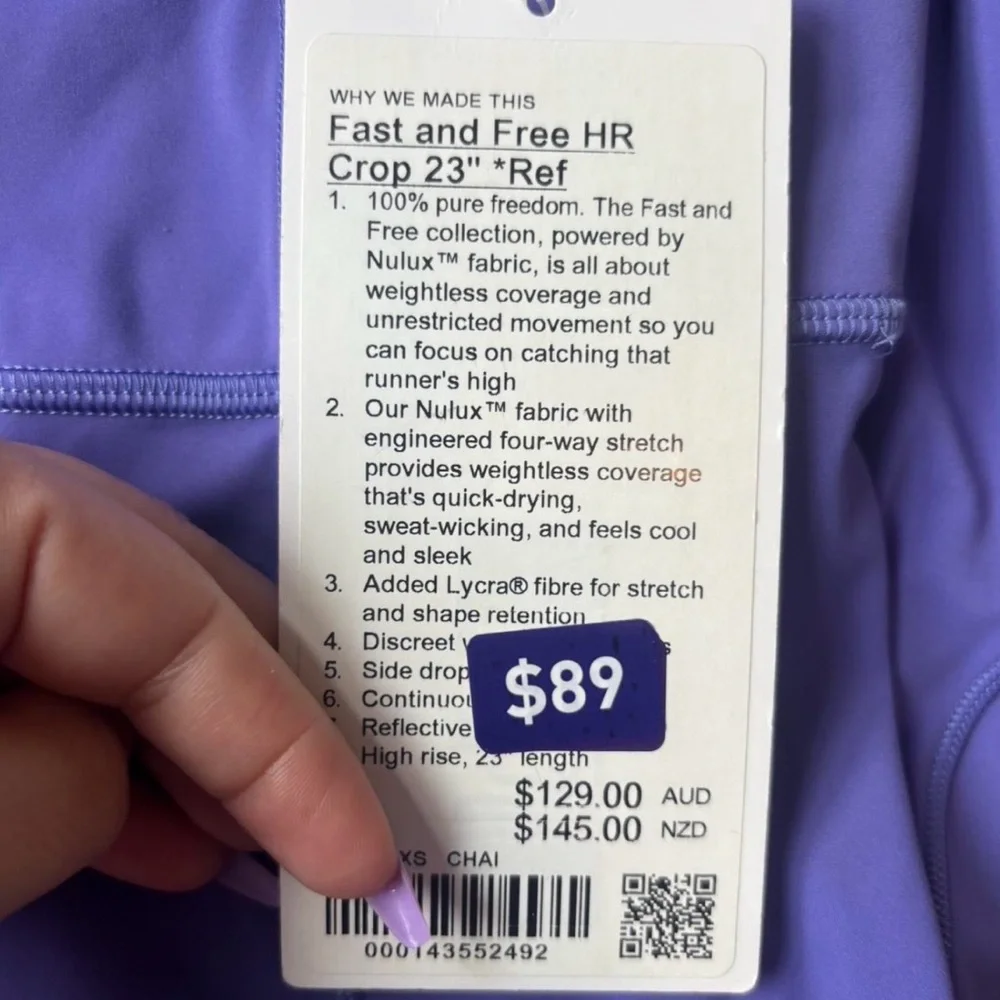 Lululemon Fast and Free High-Rise Crop 23